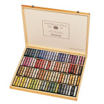 Coffret en bois Garni de 100 pastels à l'écu palette figure