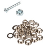 illets nickelés 8 mm et rondelles par 20 + kit de pose