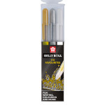 Stylo gel Gelly Roll 3 couleurs Set Metallic Or Argent Blanc